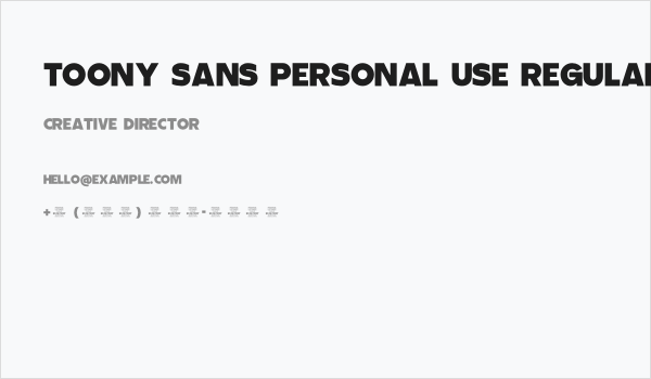 Toony Sans PERSONAL USE Regular Business Card