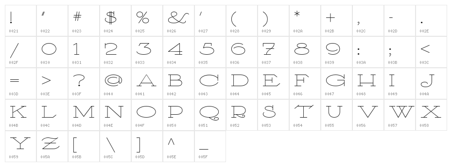 TootSweetBistroNF Character Map