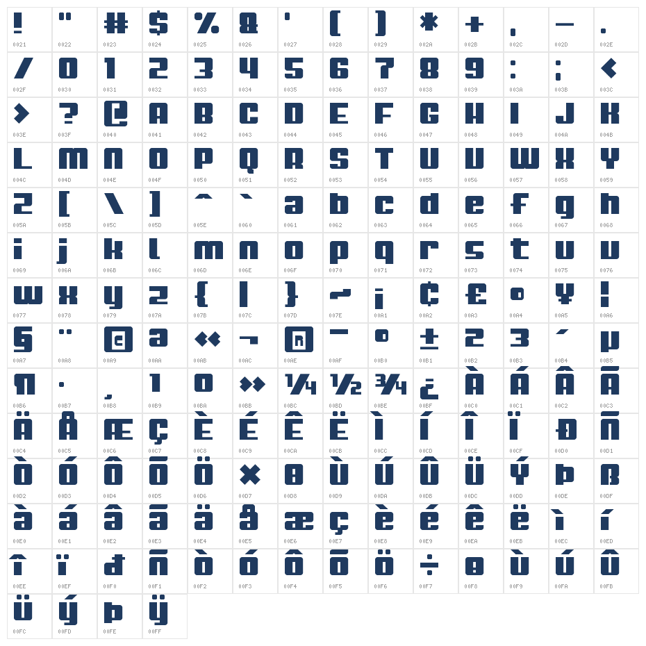 Top Chonk Regular Character Map