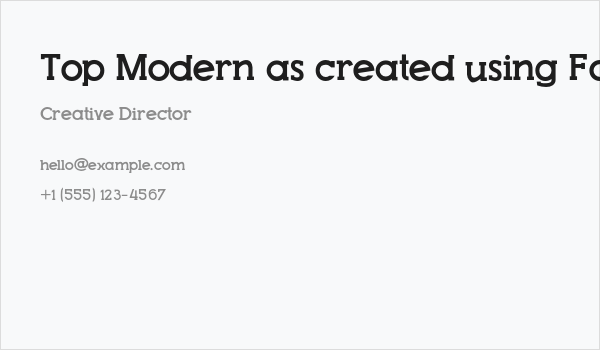 Top Modern as created using FontCreator 6.5 from High-Logic.com TopModern Business Card