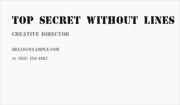 Top Secret Without Lines Bold Business Card