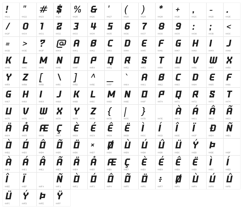 TopShow-Regular Character Map