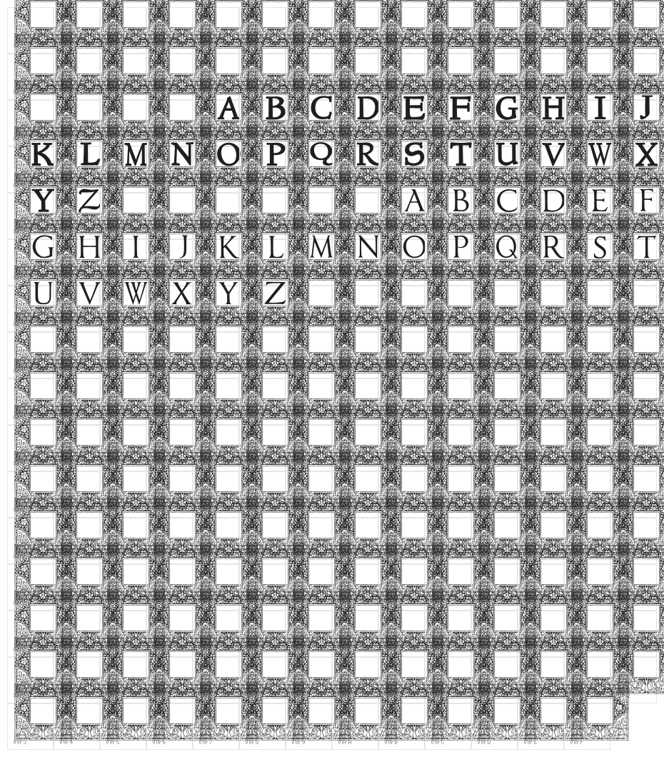 Topiary_Initials Character Map
