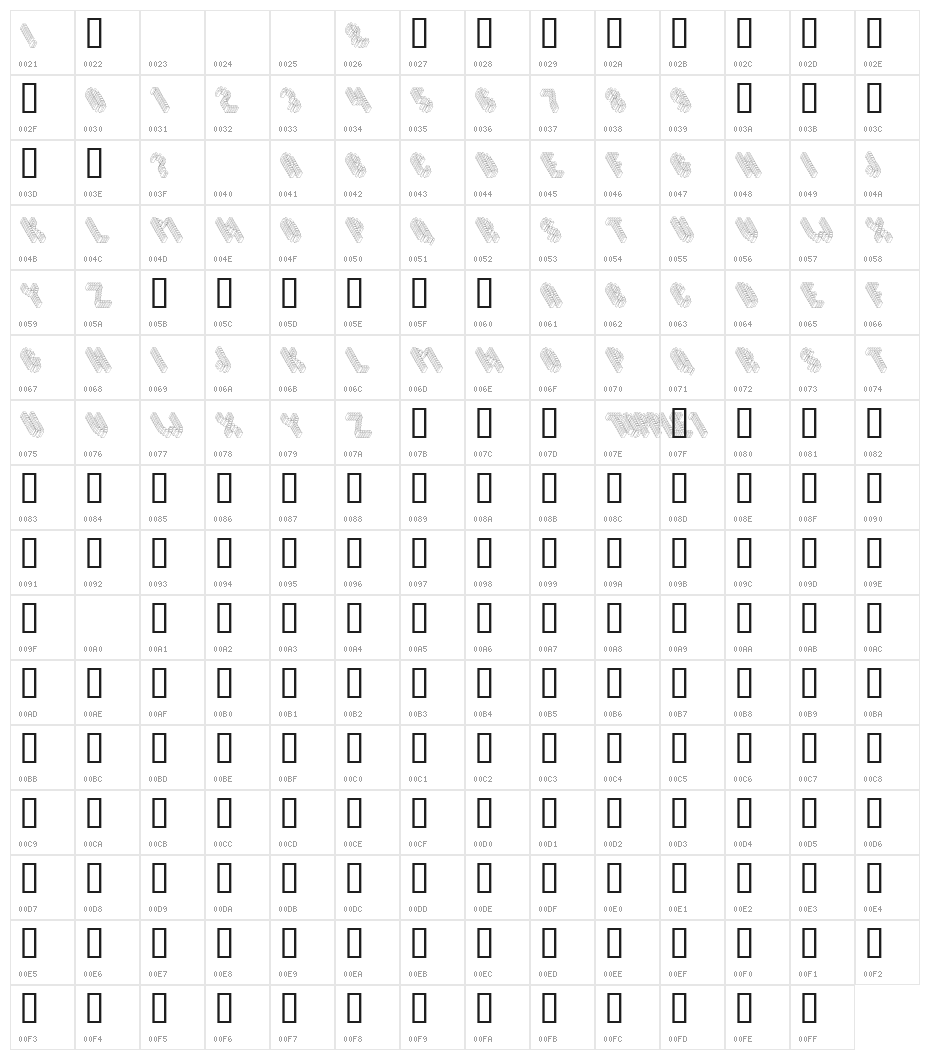 Topple1 Character Map