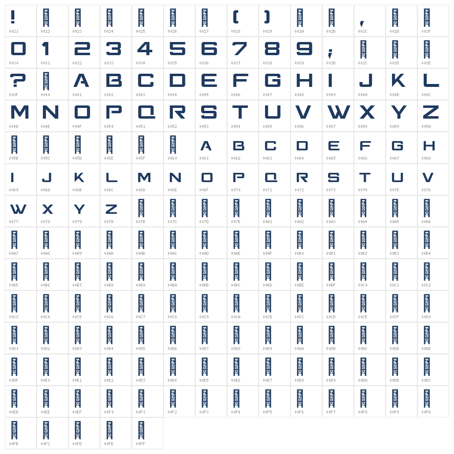Toreks Regular Character Map
