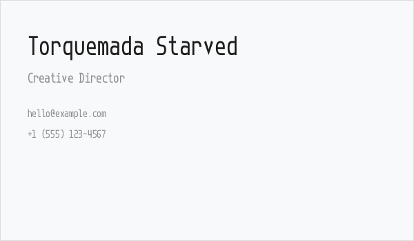 Torquemada Starved Business Card