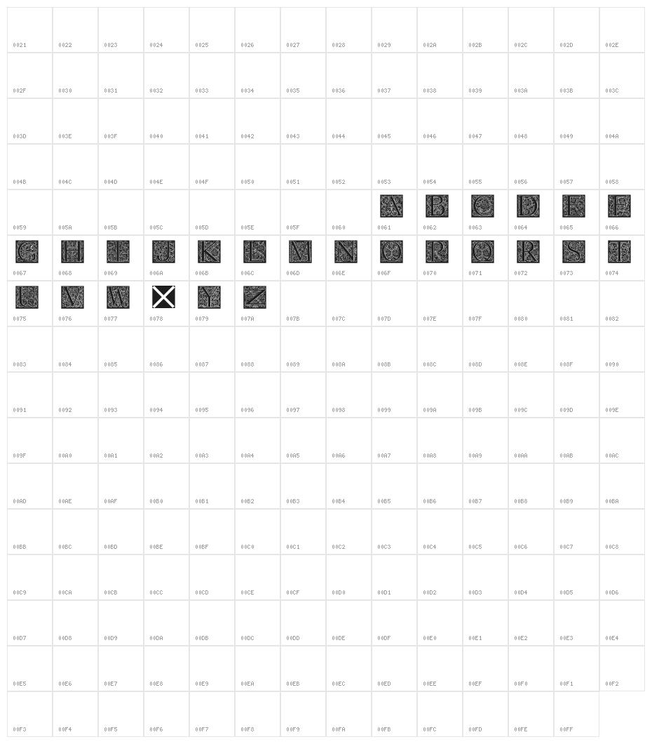 TorynitialenInversed Character Map