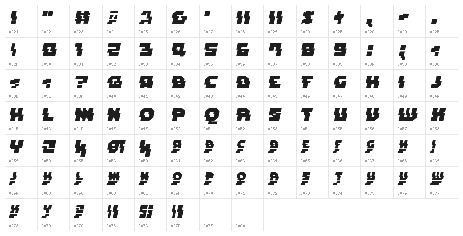Toryu Black Character Map