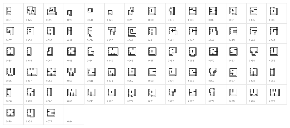 Touhi Bold Character Map