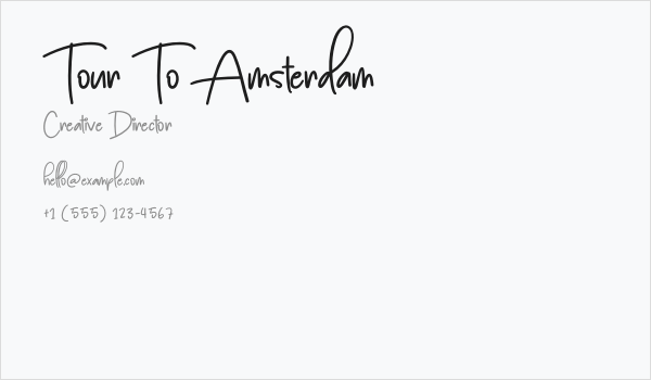 Tour To Amsterdam Business Card