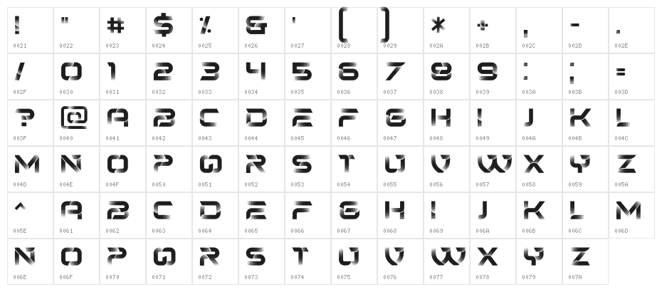 Tourner Regular Character Map