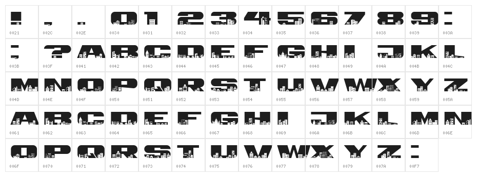 Townscape Regular Character Map