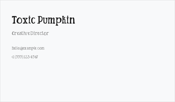 Toxic Pumpkin Business Card