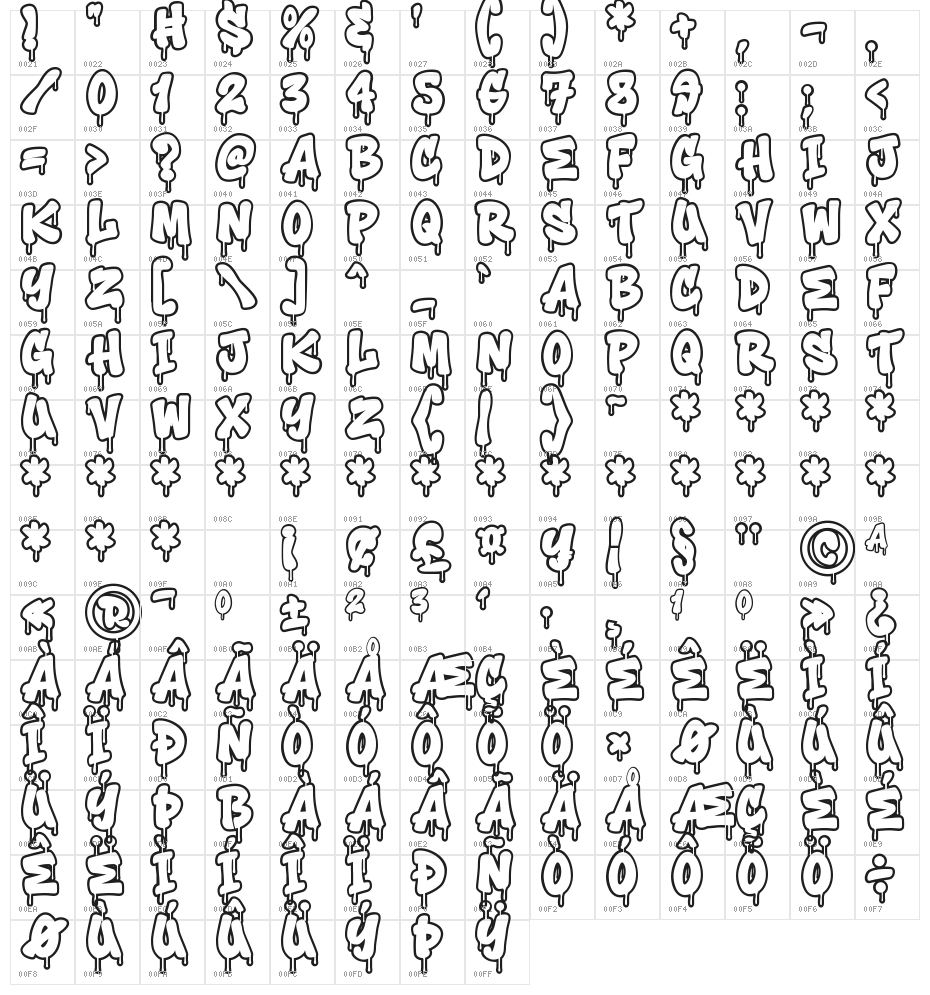 Toxic Rebel Drip Outline Outline Character Map