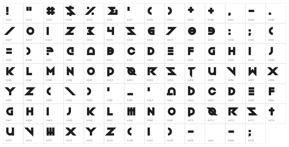Toxico Character Map