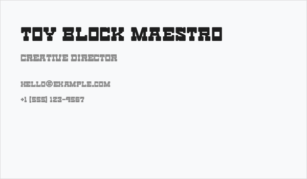 Toy Block Maestro Business Card