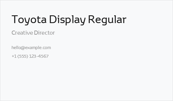 Toyota Display Regular Business Card