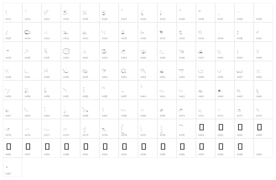 TPF  Claudia Outlined Character Map