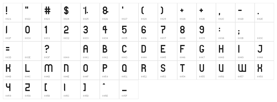 TPF Janus Character Map