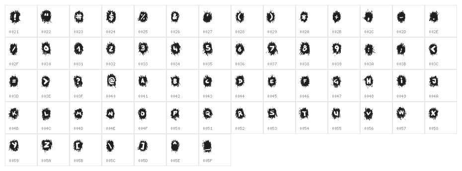 TPF Krikkel Krakkel Character Map