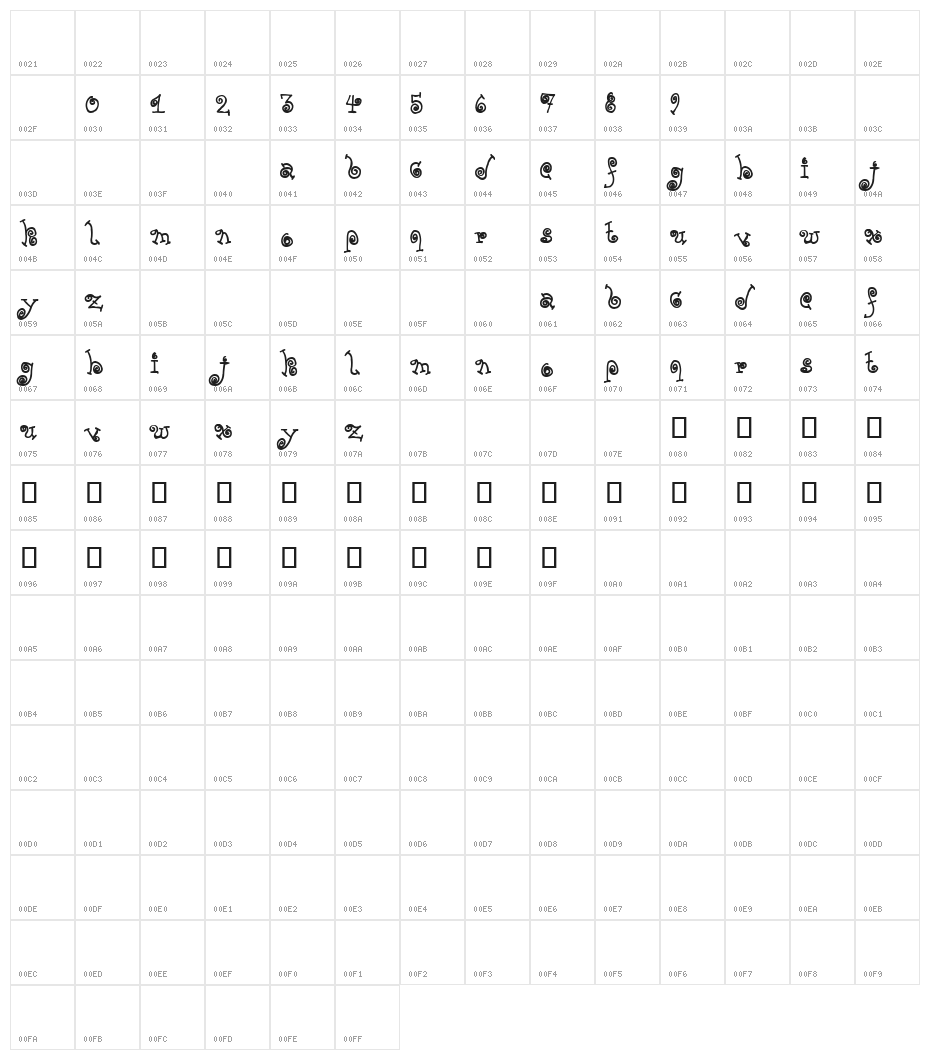 TPF Yolk Bold Character Map