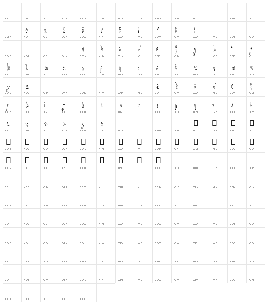 TPF Yolk Light Character Map