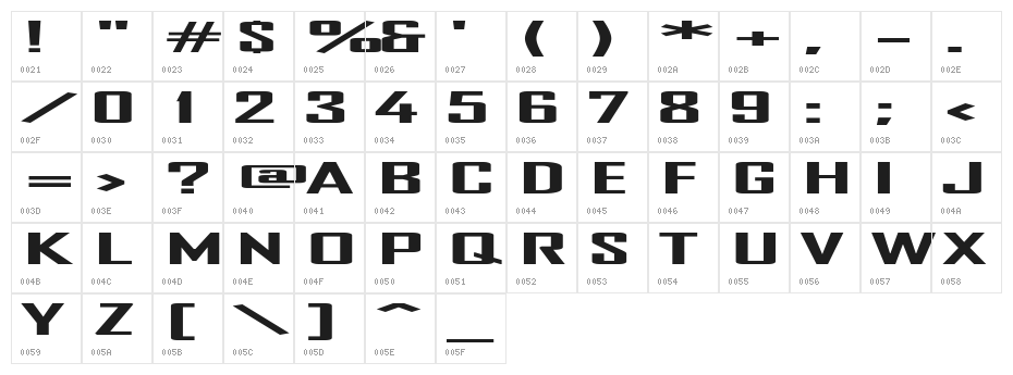TR Heavy Character Map