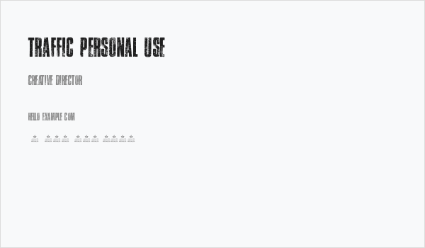 TRAFFIC PERSONAL USE  Business Card