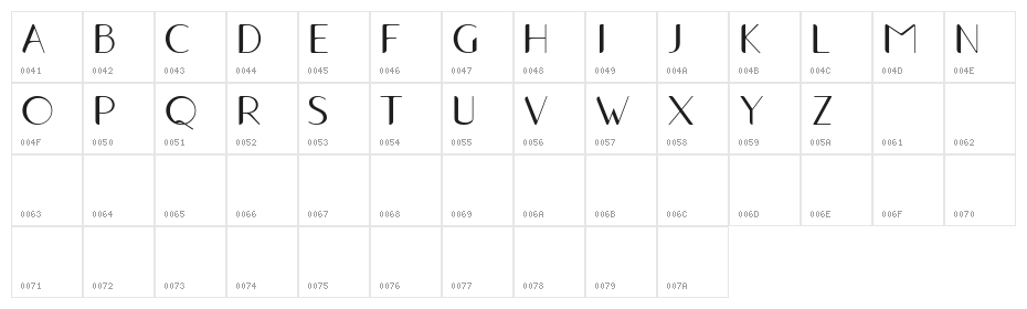 TRAHO2 Regular Character Map