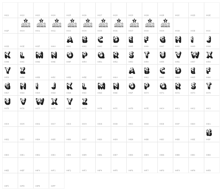 TRAVELIGHTPERSONALUSE-Bold Character Map