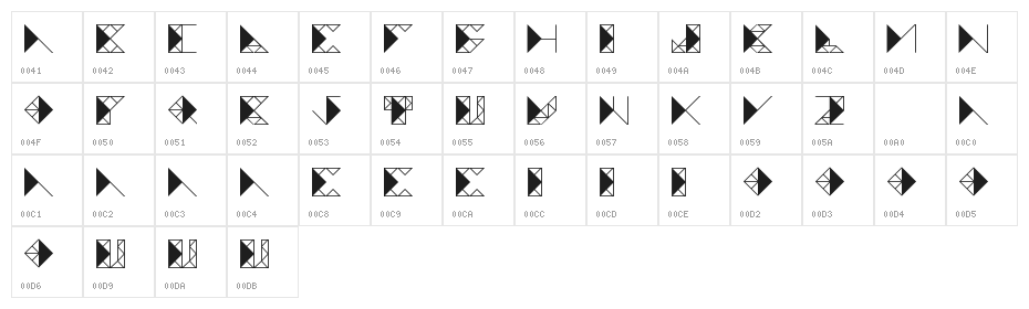 TRIANGLE FUTURA Regular Character Map