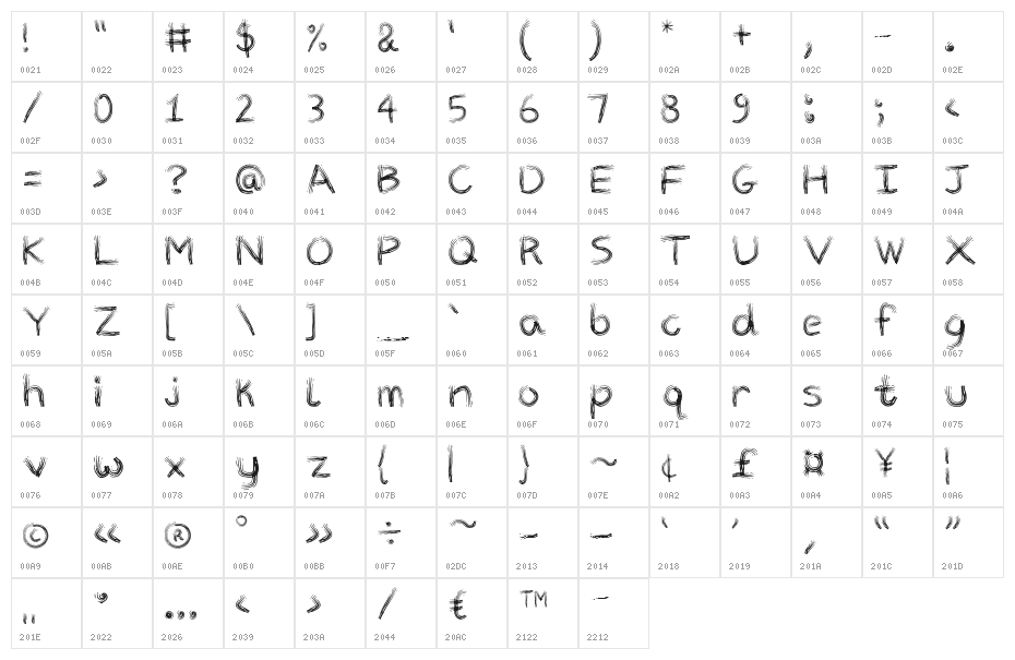TRIBE FONT Regular Character Map