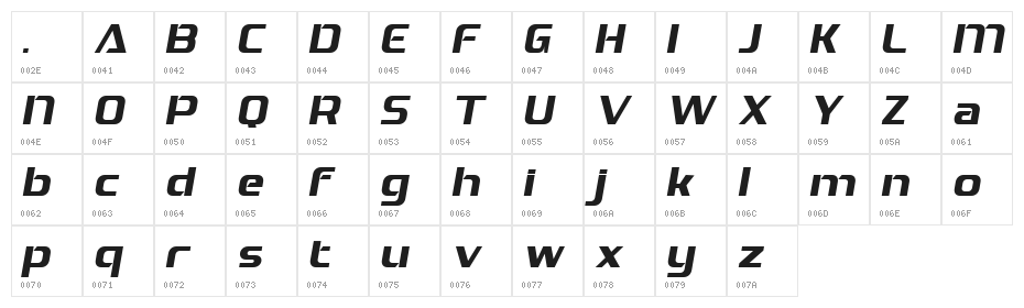 TRONECK Regular Character Map