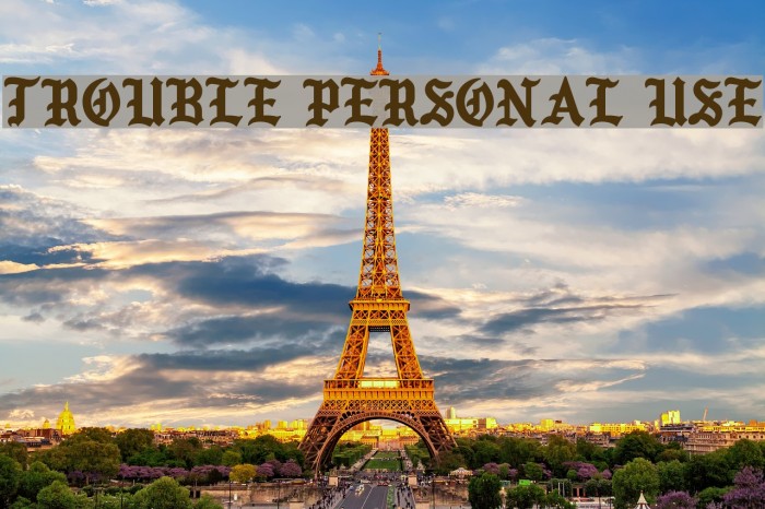 TROUBLE Personal Use Font examples