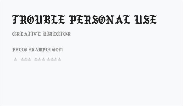 TROUBLE Personal Use Business Card