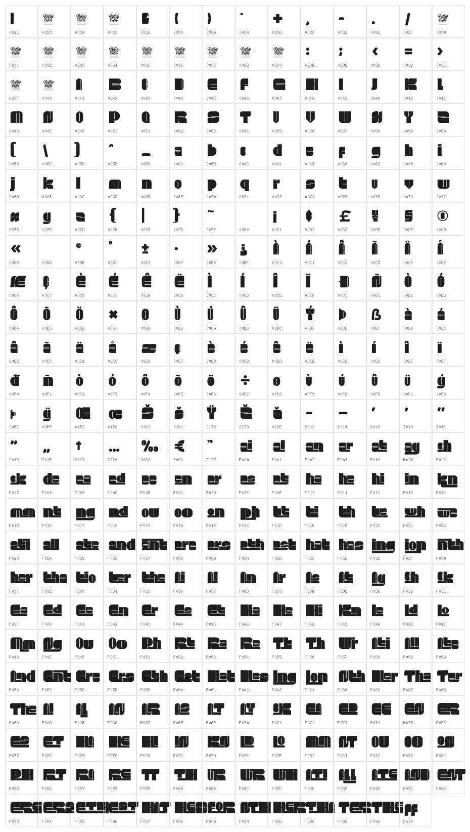 TRUCK MACHINE Character Map