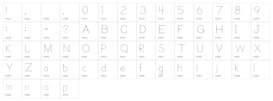 Trace Font for Kids Character Map