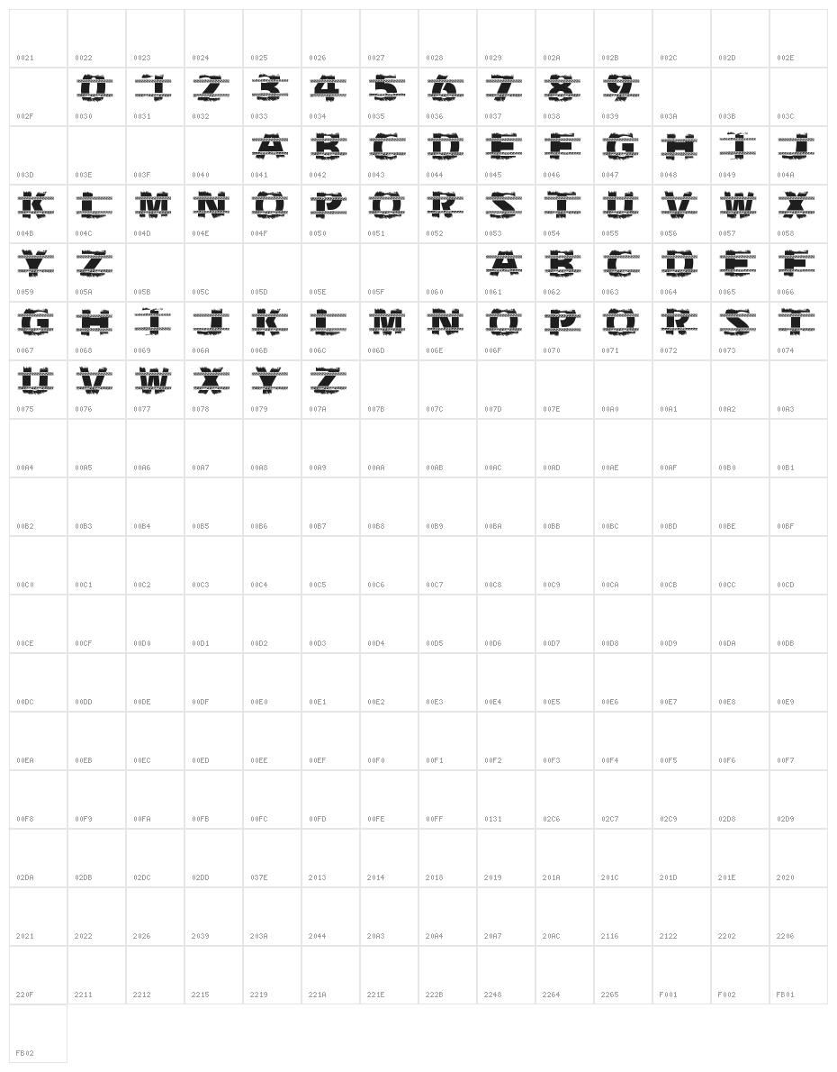 Trackers Character Map