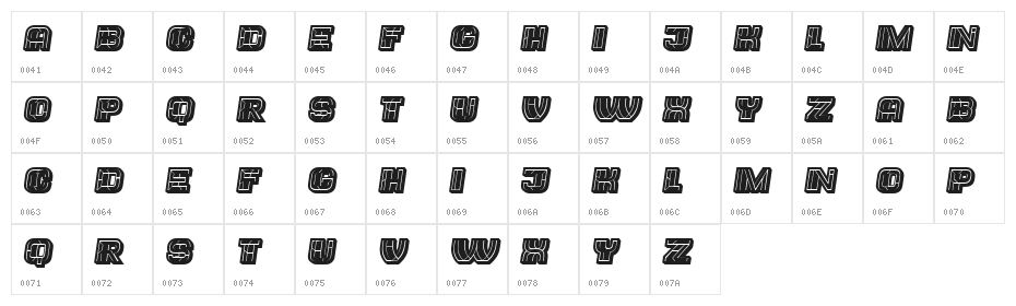 Trader Black Filled Italic Character Map