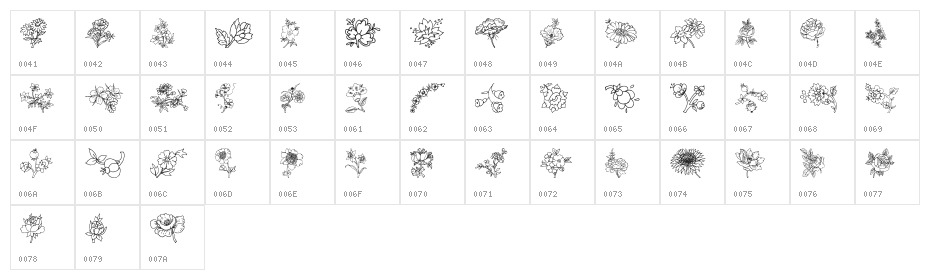 Traditional Floral Design III Character Map