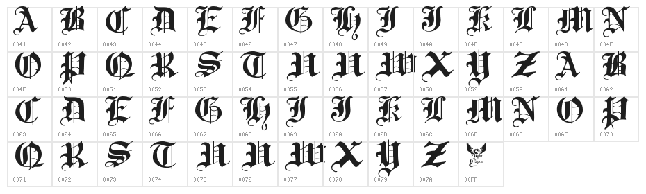 Traditional-Gothic--17th-c- Character Map