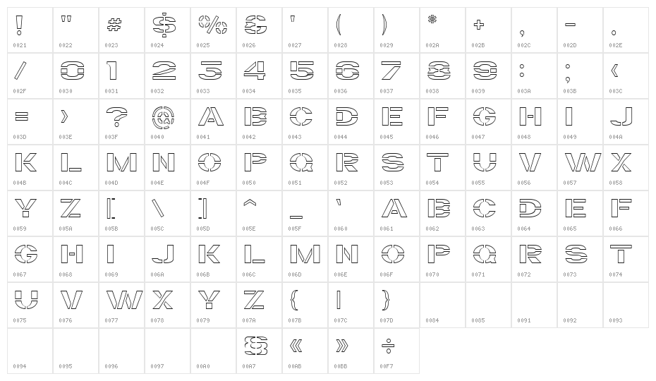 Trafaret Kit Transparent Character Map