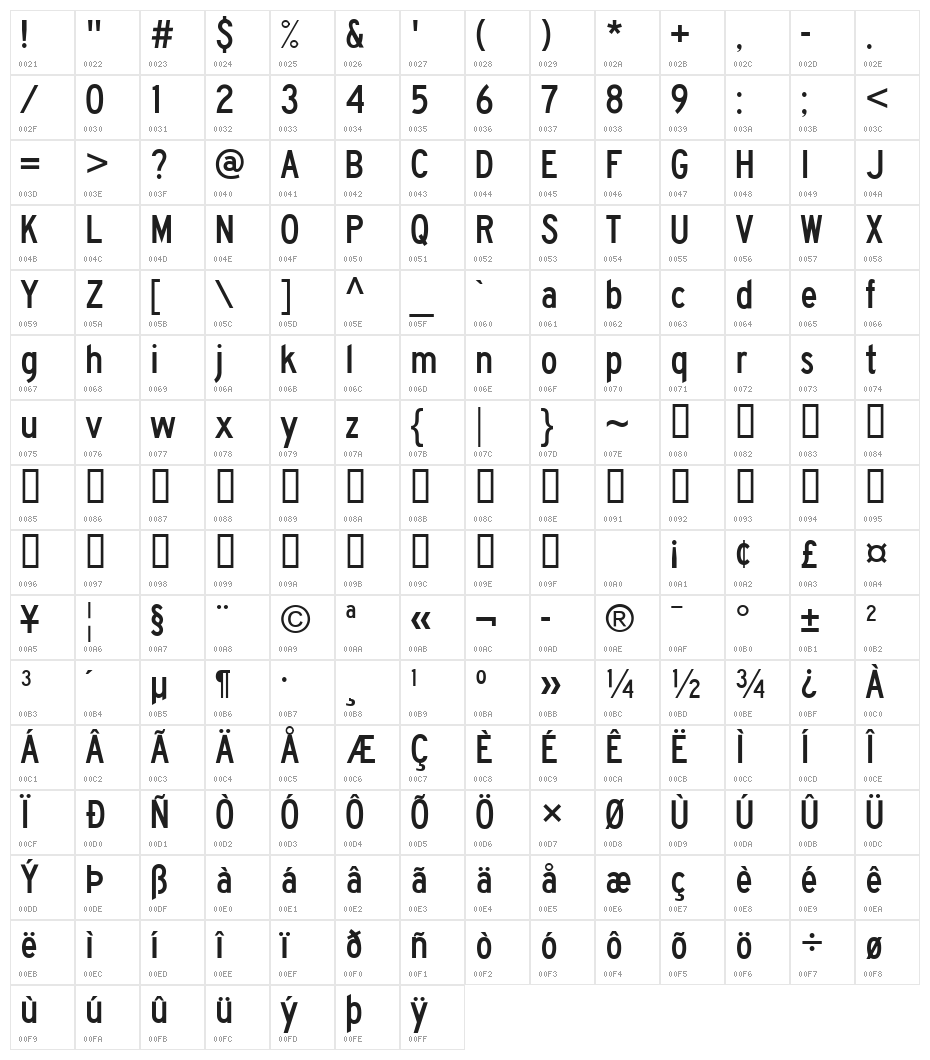 Traffic 02 Character Map