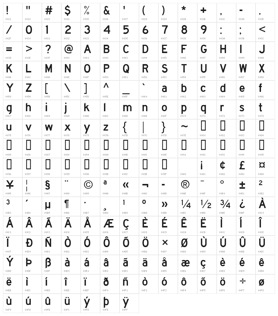 Traffic 03 Character Map