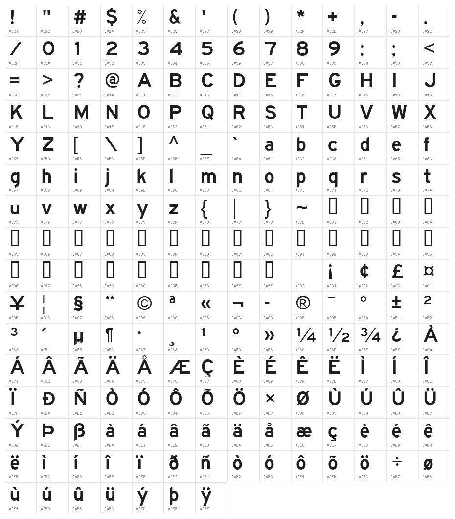 Traffic 04 Character Map