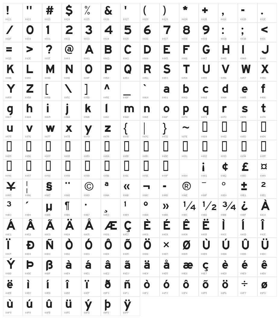 Traffic 06 Character Map