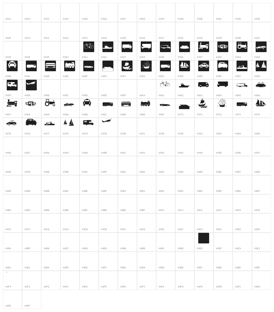 TrafficTransportations Character Map