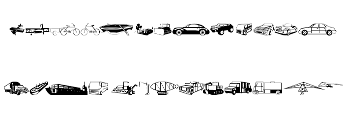 TrafficVehicles Font LOWERCASE