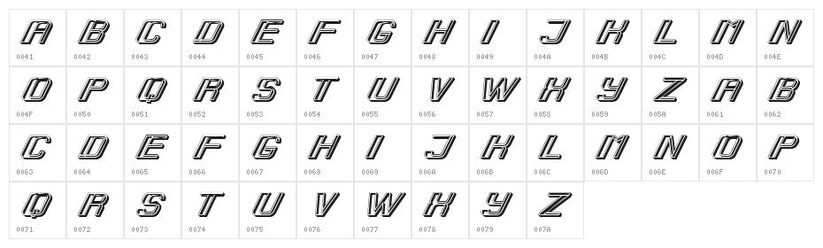 Trag Regular Character Map