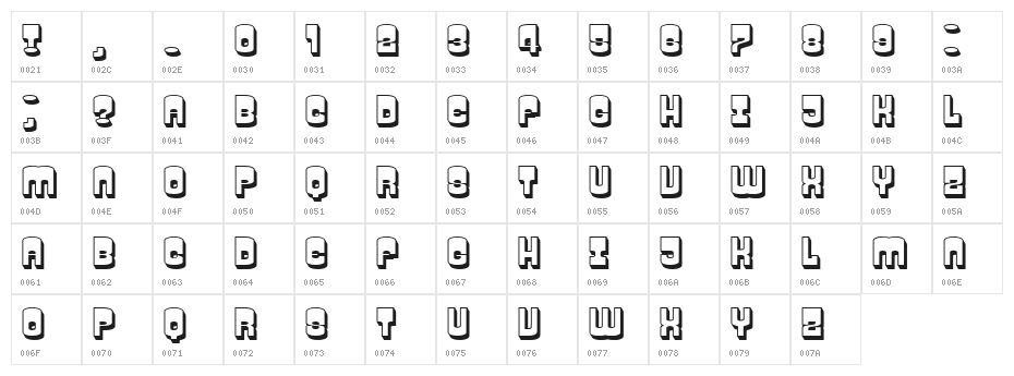 Trailer Hollow Regular Character Map